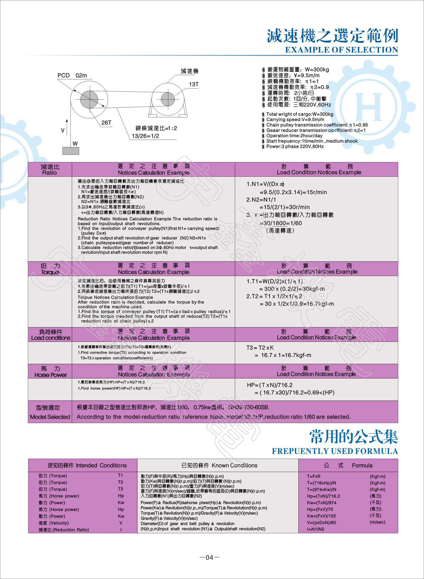 宇鑫（万鑫）齿轮减速机安装选定