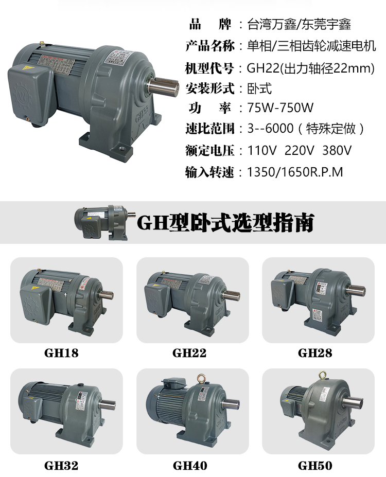 万鑫75W22轴卧式齿轮减速电机 万鑫75W22轴卧式齿轮减速电机